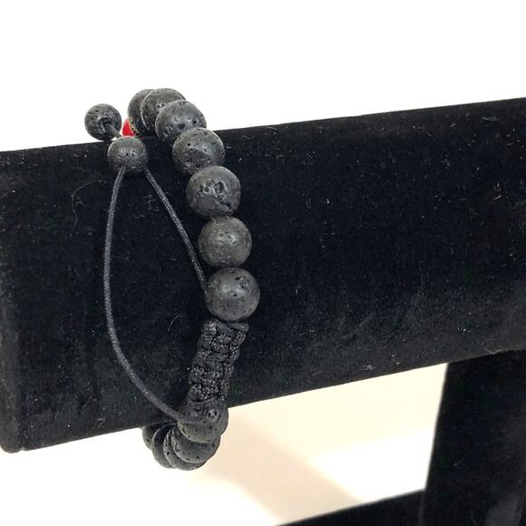 Chakra Bracelet Lava Stone Black Rainbow Adjustable Unisex Gemstone Healing - Picture 7 of 7
